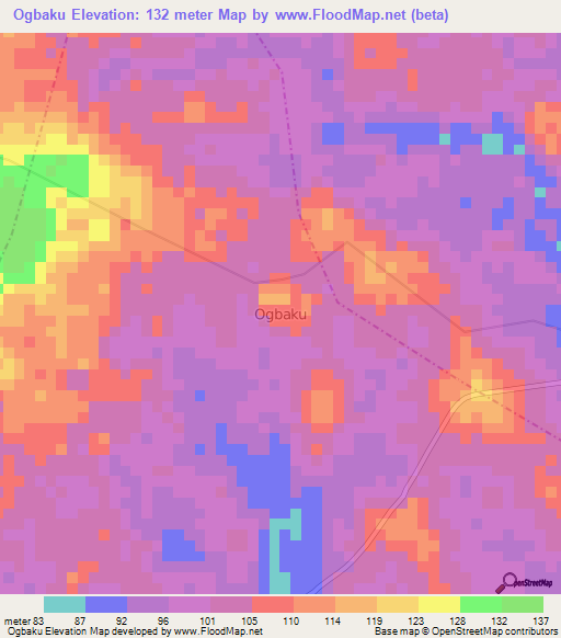 Ogbaku,Nigeria Elevation Map