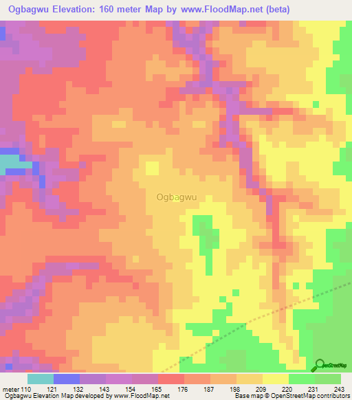 Ogbagwu,Nigeria Elevation Map