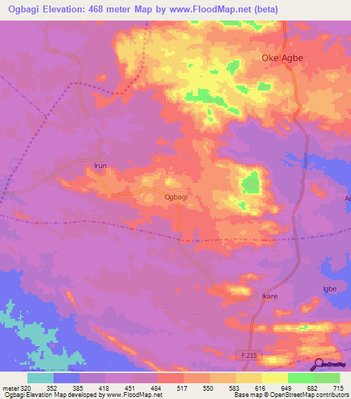 Ogbagi,Nigeria Elevation Map