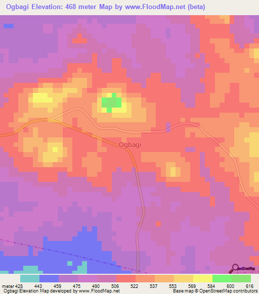 Ogbagi,Nigeria Elevation Map