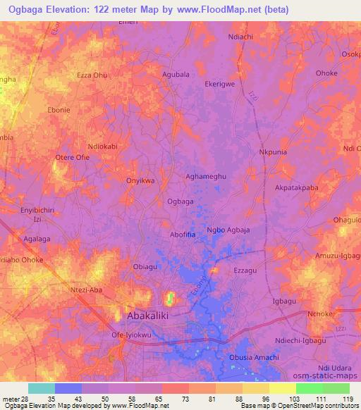 Ogbaga,Nigeria Elevation Map