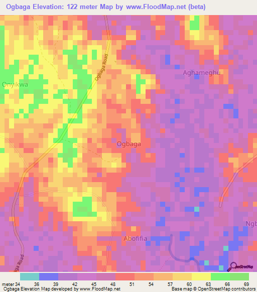 Ogbaga,Nigeria Elevation Map