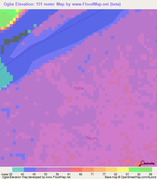 Ogba,Nigeria Elevation Map