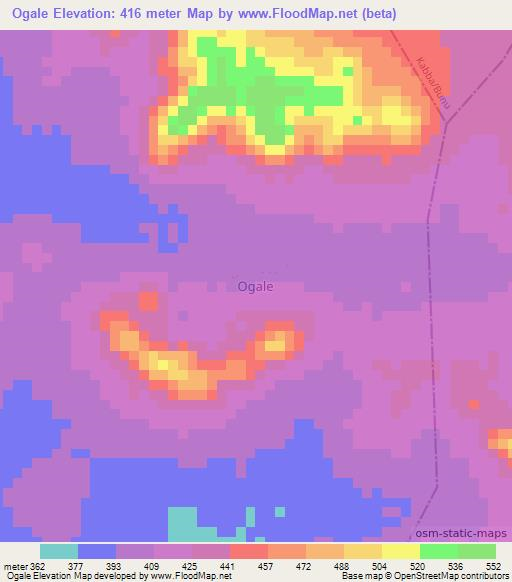 Ogale,Nigeria Elevation Map