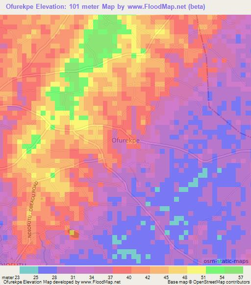 Ofurekpe,Nigeria Elevation Map