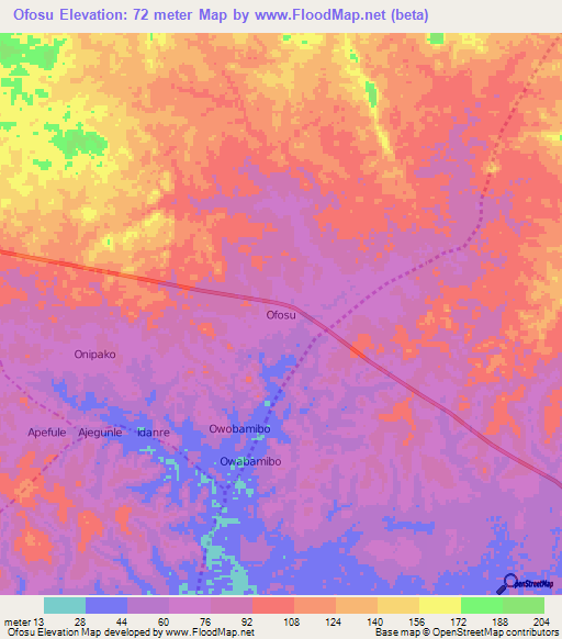 Ofosu,Nigeria Elevation Map