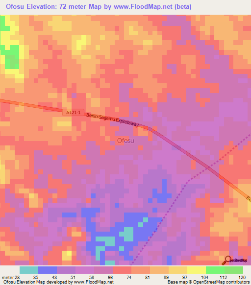 Ofosu,Nigeria Elevation Map