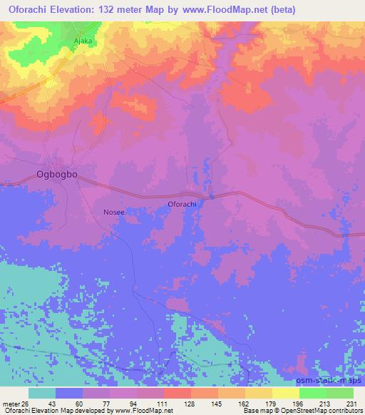 Oforachi,Nigeria Elevation Map