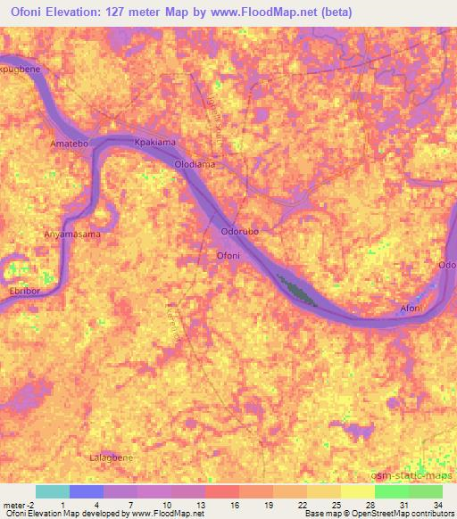 Ofoni,Nigeria Elevation Map