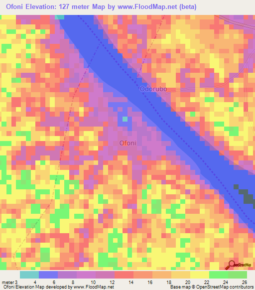 Ofoni,Nigeria Elevation Map