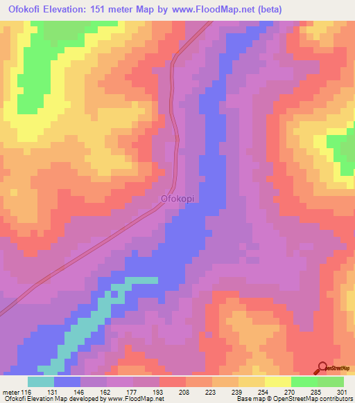 Ofokofi,Nigeria Elevation Map