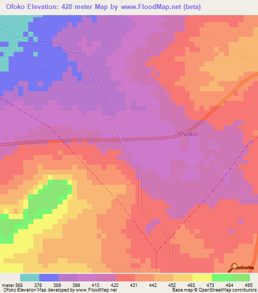 Ofoko,Nigeria Elevation Map