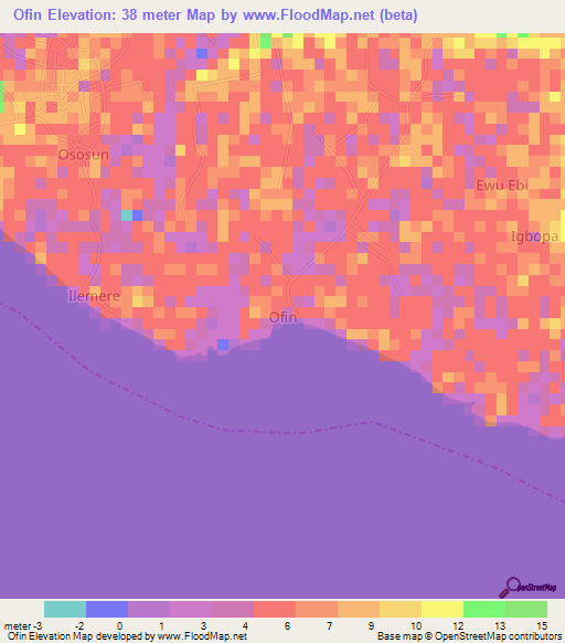 Ofin,Nigeria Elevation Map