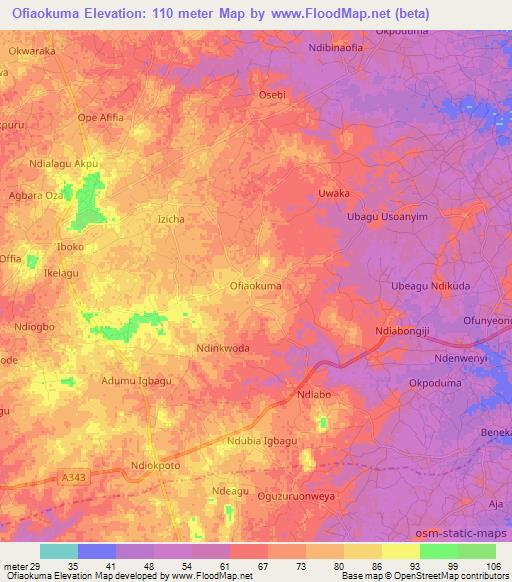 Ofiaokuma,Nigeria Elevation Map