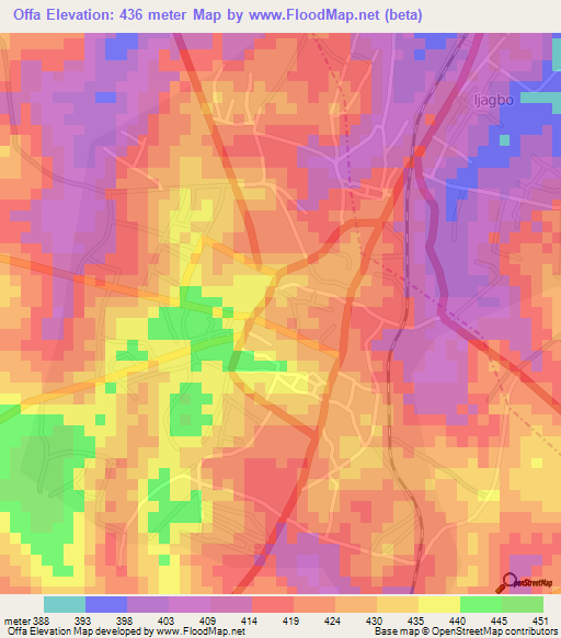 Offa,Nigeria Elevation Map