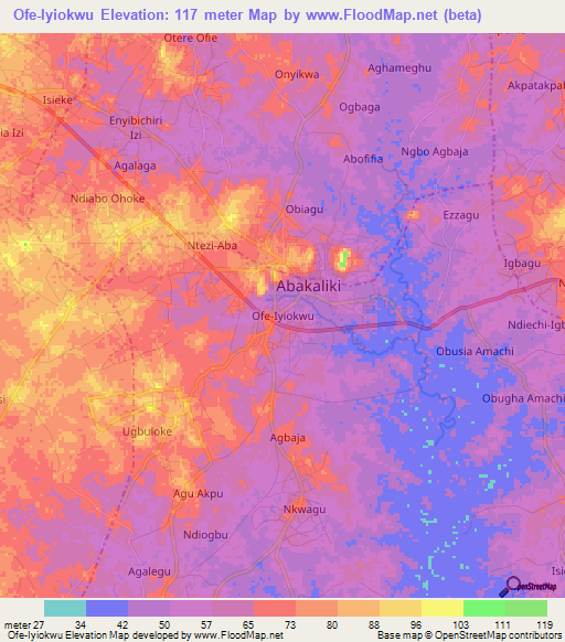 Ofe-Iyiokwu,Nigeria Elevation Map