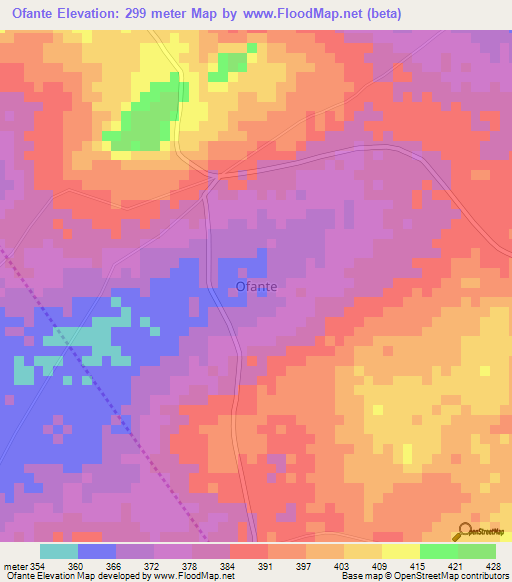 Ofante,Nigeria Elevation Map