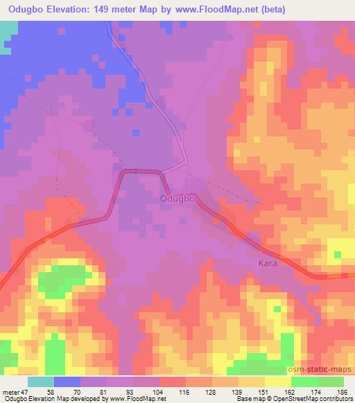 Odugbo,Nigeria Elevation Map