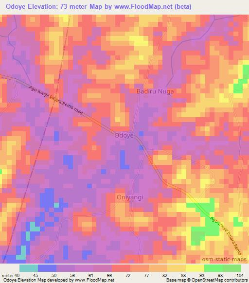 Odoye,Nigeria Elevation Map