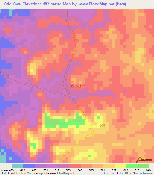 Odo-Owa,Nigeria Elevation Map