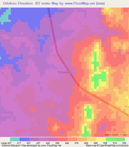 Odokoro,Nigeria Elevation Map