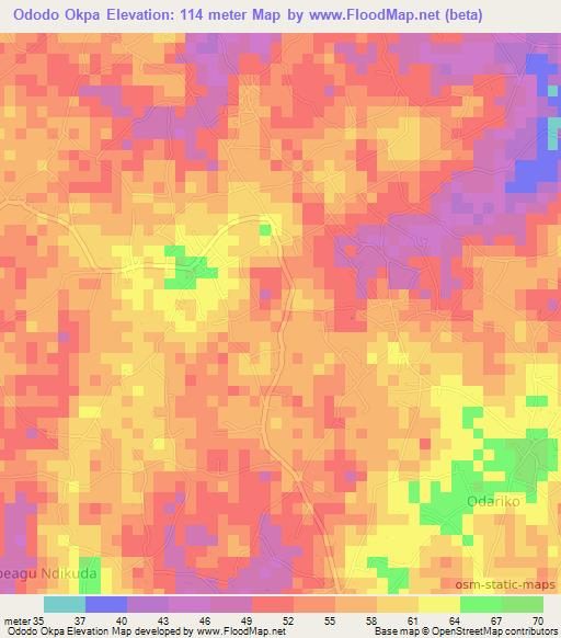 Ododo Okpa,Nigeria Elevation Map