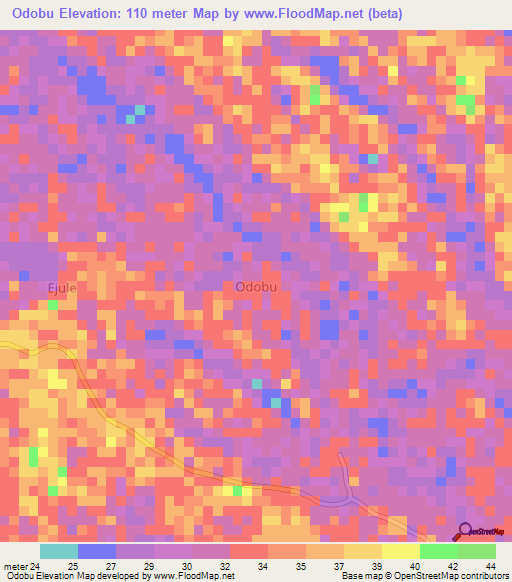 Odobu,Nigeria Elevation Map