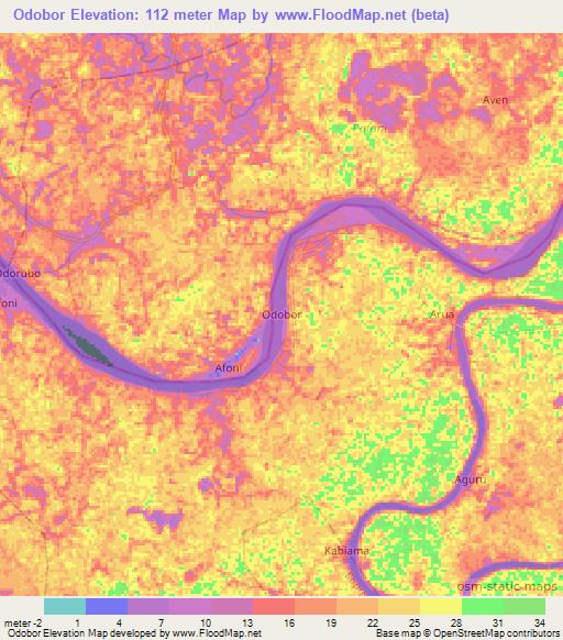 Odobor,Nigeria Elevation Map