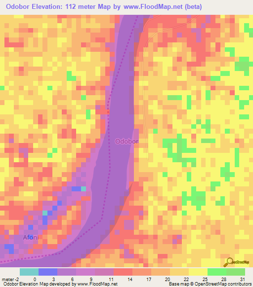 Odobor,Nigeria Elevation Map