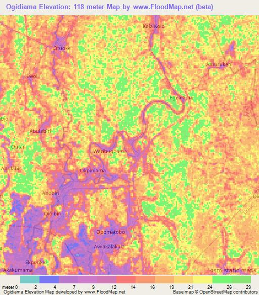 Ogidiama,Nigeria Elevation Map