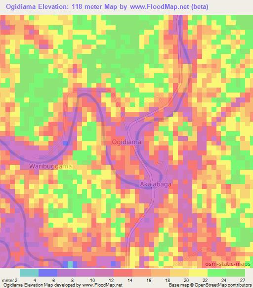 Ogidiama,Nigeria Elevation Map