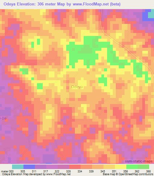 Odeya,Nigeria Elevation Map