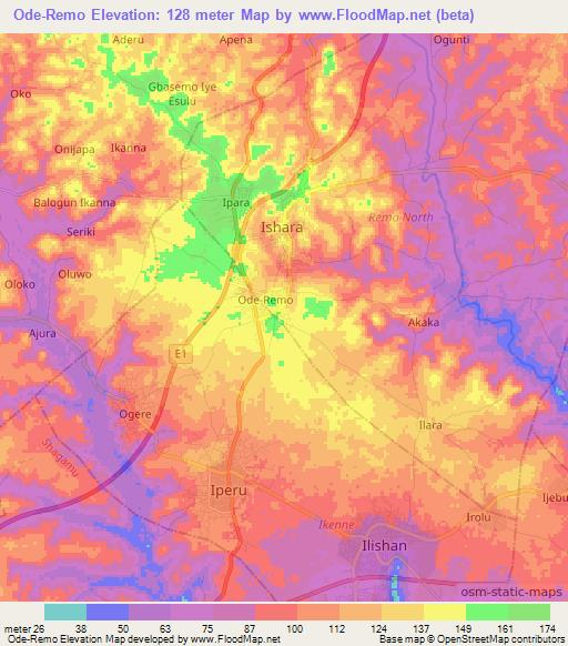 Ode-Remo,Nigeria Elevation Map