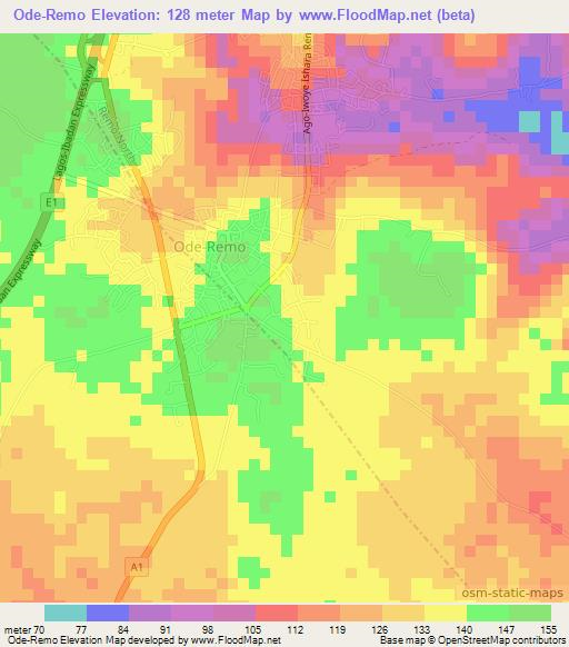 Ode-Remo,Nigeria Elevation Map