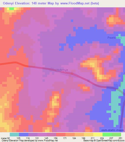 Odenyi,Nigeria Elevation Map