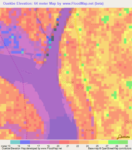 Ouekbe,Nigeria Elevation Map