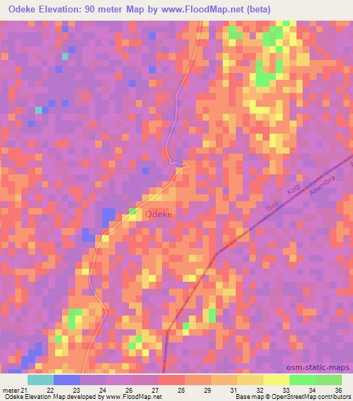 Odeke,Nigeria Elevation Map