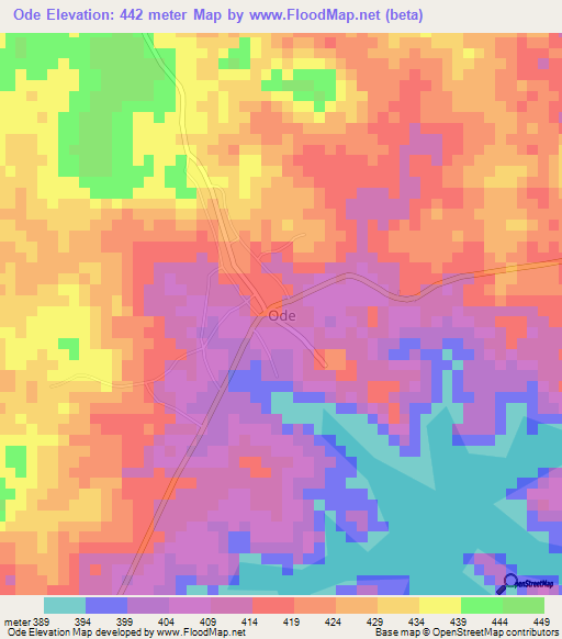 Ode,Nigeria Elevation Map