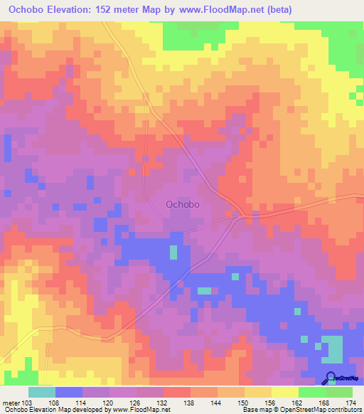 Ochobo,Nigeria Elevation Map