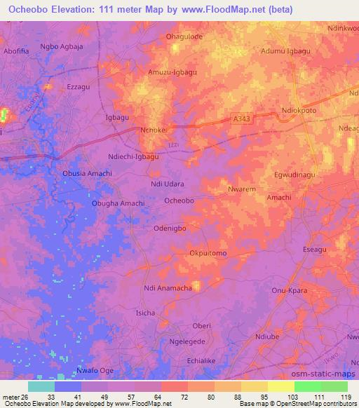 Ocheobo,Nigeria Elevation Map