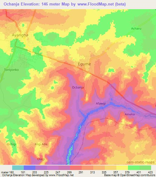 Ochanja,Nigeria Elevation Map