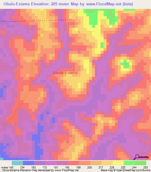 Obulo-Eziama,Nigeria Elevation Map