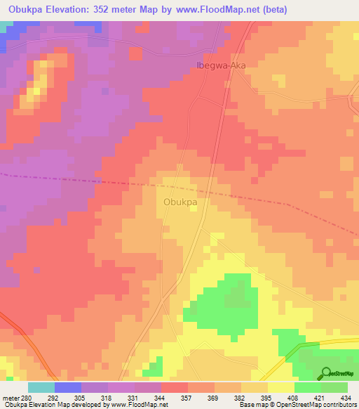 Obukpa,Nigeria Elevation Map