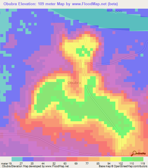 Obubra,Nigeria Elevation Map