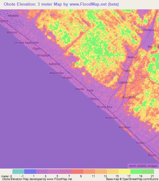 Obote,Nigeria Elevation Map