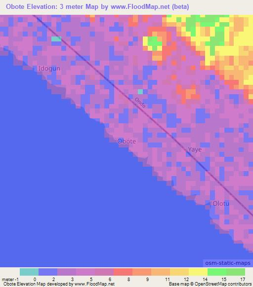 Obote,Nigeria Elevation Map