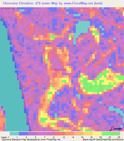 Obonoma,Nigeria Elevation Map