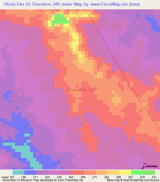 Obolo-Eke (1),Nigeria Elevation Map