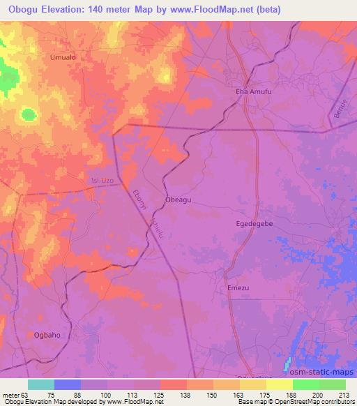 Obogu,Nigeria Elevation Map