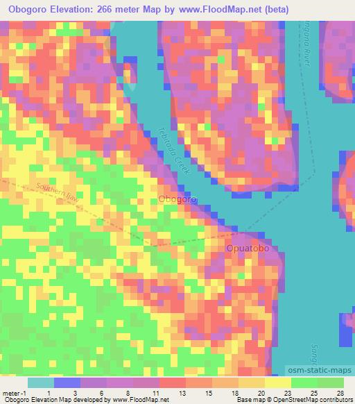 Obogoro,Nigeria Elevation Map